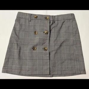 Forever 21 Girls Size 13-14 Houndstooth Plaid  Button Skirt Black & White